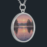 Lake During Dusk Sterling Silberkette<br><div class="desc">Description (eng): A necklace made of a 92.5% pure silver alloy and 7.5% copper,  also known as sterling silver. This necklace has the pictorial design “Lake During Dusk” printed,  ideal for curporal adornment and/or as a gift for special moments.</div>