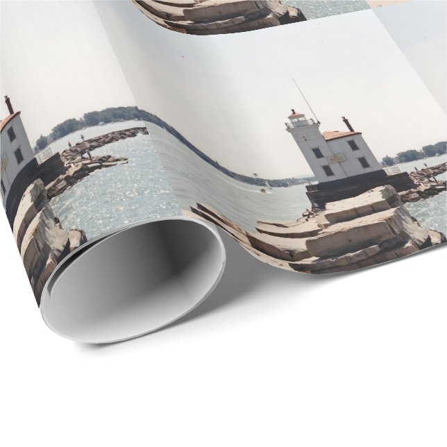 Lake Erie Lighthouse Geschenkpapier (Rolleneckpunkt)