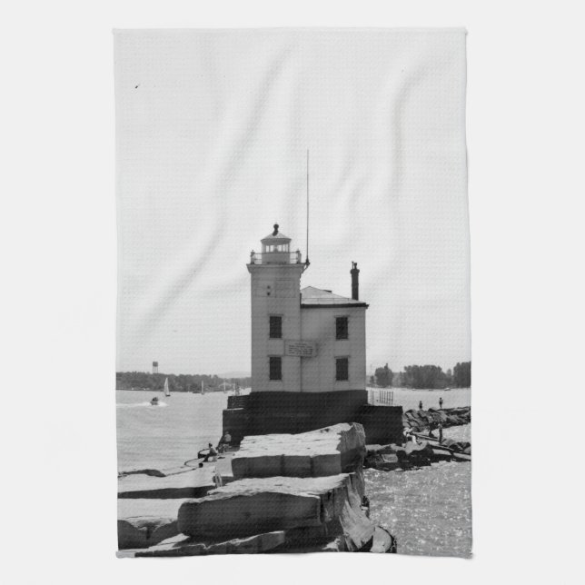 Lake Erie Lighthouse Geschirrtuch (Vertikal)