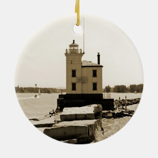 Lake Erie Lighthouse Keramik Ornament (Hinten)