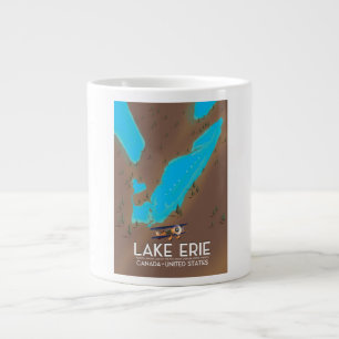 Lake Erie, USA Lake Map Reiseplakat Jumbo-Tasse