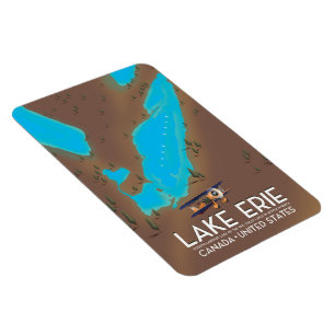 Lake Erie, USA Lake Map Reiseplakat Magnet