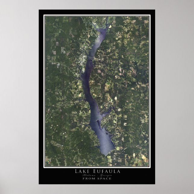 Lake Eufaula Alabama - Georgia Satellite Map Poster (Vorne)
