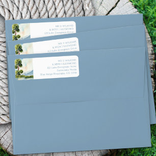 Lake Evergreen Wassercolor Dusty Blue Address Labe