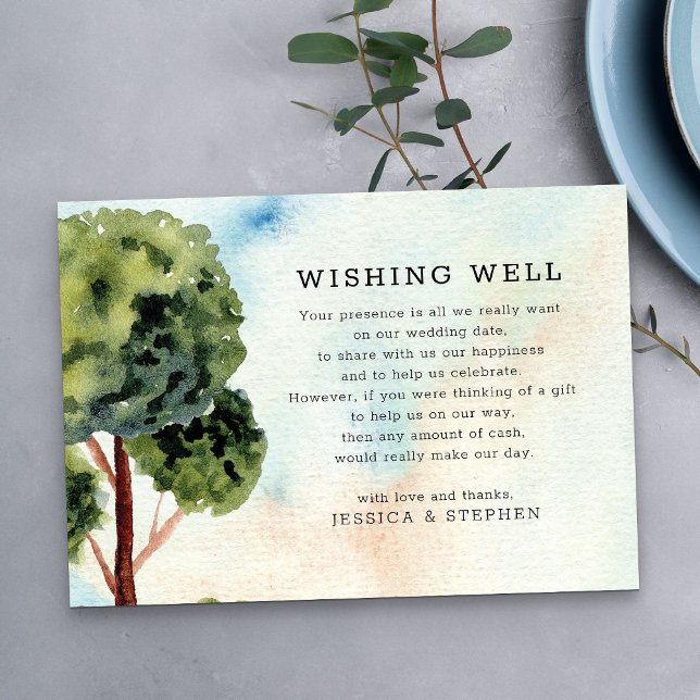 Lake Evergreen Wassercolor Hochzeitsstimmung wünsc Begleitkarte (Wedding Wishing Well enclosure card from my Lake Evergreen wedding collection)