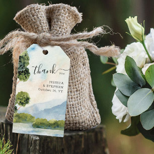 Lake Evergreen Watercolor Wedding Thank You Geschenkanhänger