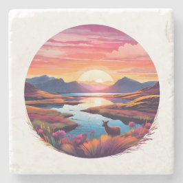 Lake Ewe Sunset in Schottland Steinuntersetzer