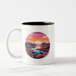 Lake Ewe Sunset in Schottland Zweifarbige Tasse