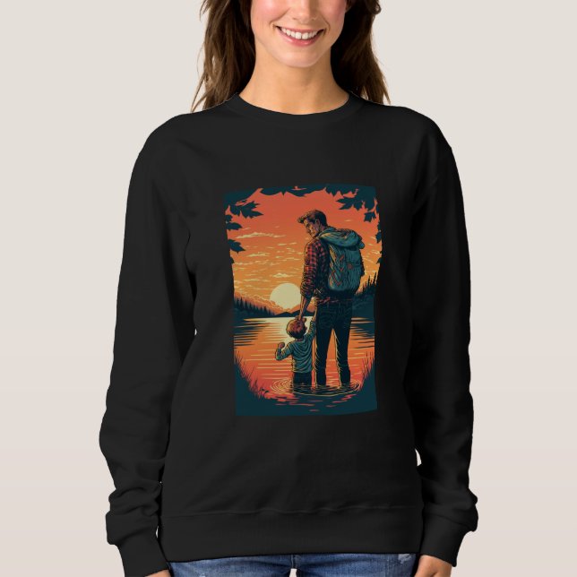 Lake Fishing Trip Father And Child Lake Adventure Sweatshirt (Vorderseite)