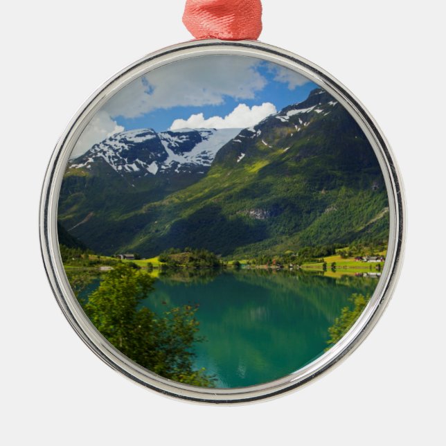 Lake Floen landschaftlich, Norwegen Ornament Aus Metall (Vorne)