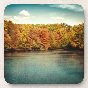 Lake Forest Trees Wasser Monogramm Trinkunterlage Getränkeuntersetzer