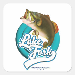 Lake Fork Texas Fishing Logo. Quadratischer Aufkleber