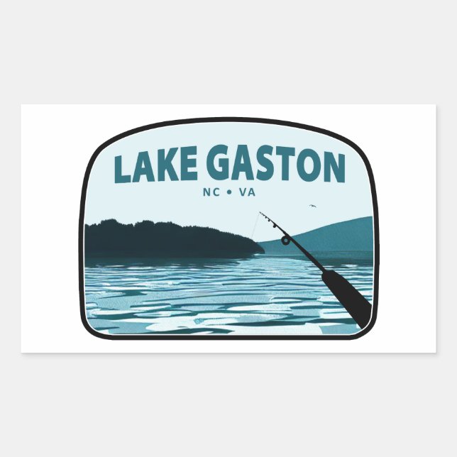 Lake Gaston North Carolina Virginia Angelrute Rechteckiger Aufkleber (Vorderseite)