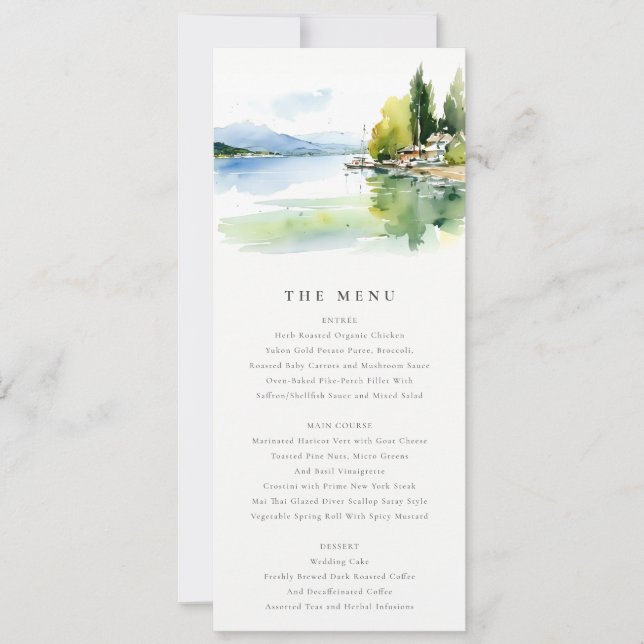 Lake Geneva Switzerland Landscape Wedding Menu  Einladung (Vorderseite)