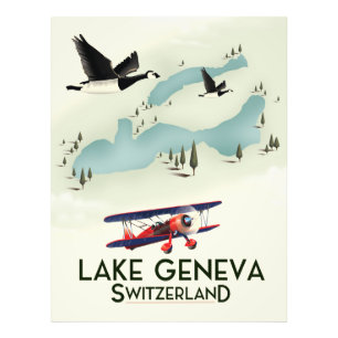 Lake Genva Switzerland Travel Poster
