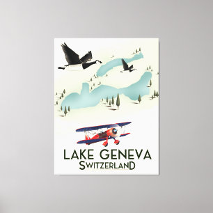 Lake Genva Switzerland Travel Poster Leinwanddruck