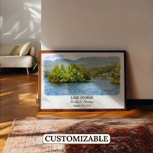 Lake George New York Poster, Aquarell, Maßgeschnei Poster