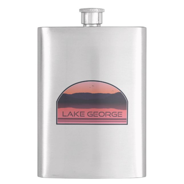 Lake George New York Red Sunrise Flachmann (Vorderseite)