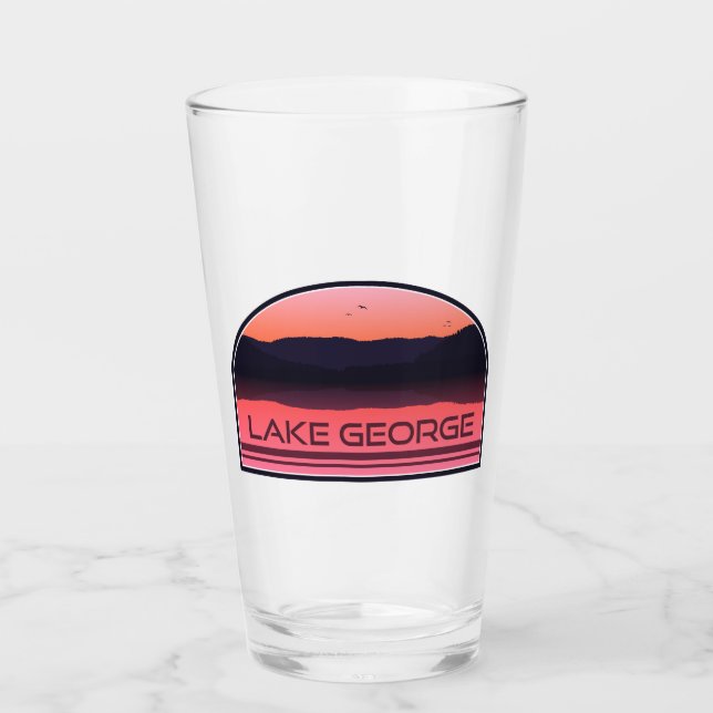 Lake George New York Red Sunrise Glas (Vorderseite)