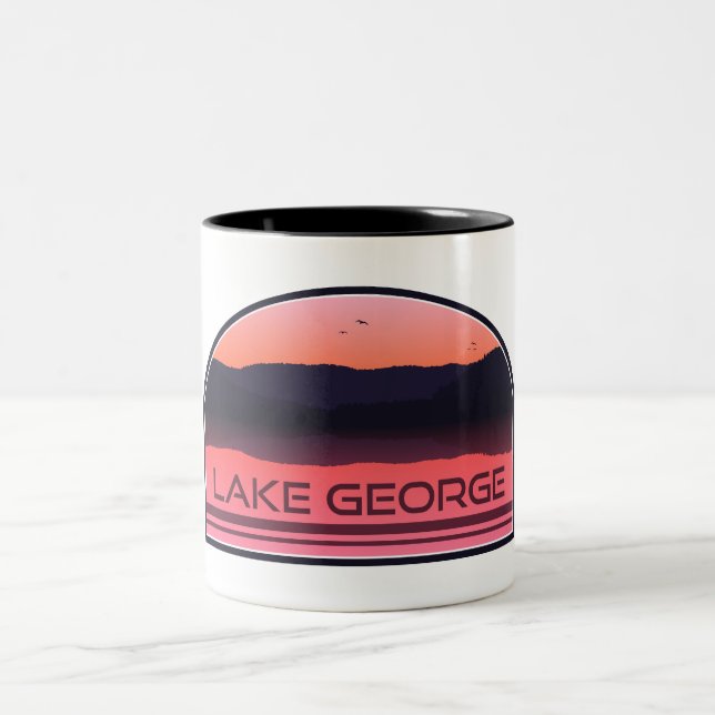 Lake George New York Red Sunrise Zweifarbige Tasse (Mittel)