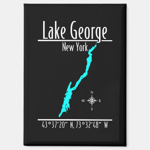 Lake George New York Uferkarte Koordinaten Magnet
