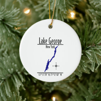 Lake George New York Uferkarte Kreis Keramik Ornament