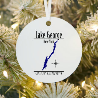 Lake George New York Uferkarte Metallkreis Ornament Aus Metall