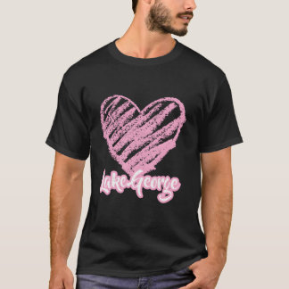 Lake George New York Urlaub Liebe Rosa Herz T-Shirt