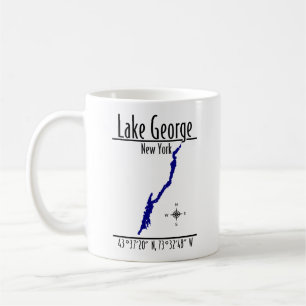 Lake George New York zweiseitige Uferlinien-Karten Kaffeetasse