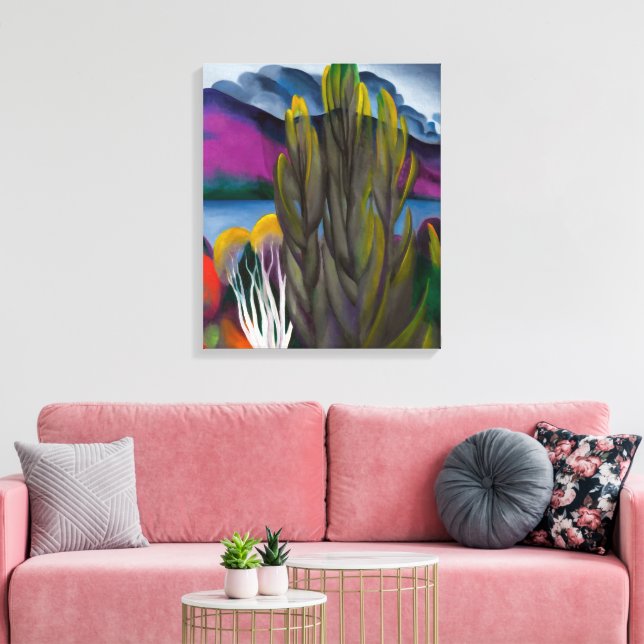 Lake George White Birch | Georgia O'keeffe | Leinwanddruck (Insitu (Wohnzimmer))