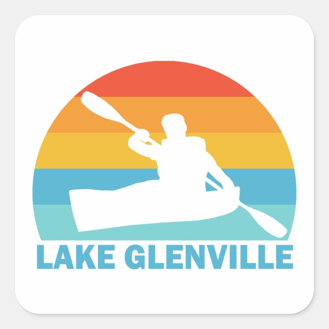 Lake Glenville North Carolina Kayak Quadratischer Aufkleber (Vorderseite)