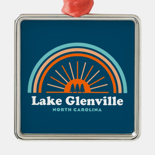 Lake Glenville North Carolina Rainbow Ornament Aus Metall (Vorne)