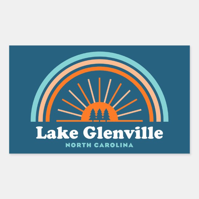Lake Glenville North Carolina Rainbow Rechteckiger Aufkleber (Vorderseite)