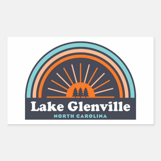 Lake Glenville North Carolina Rainbow Rechteckiger Aufkleber (Vorderseite)
