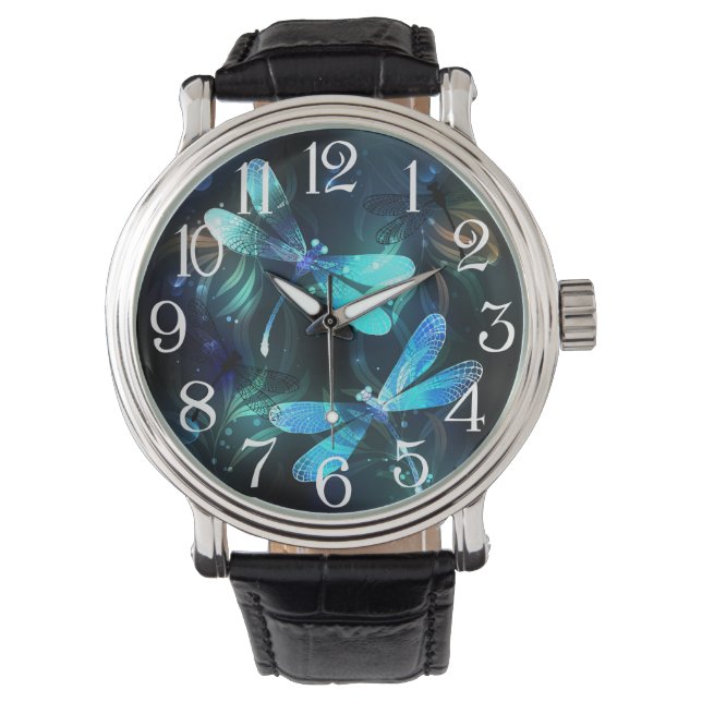Lake Glows Dragonflies Armbanduhr (Vorderseite)
