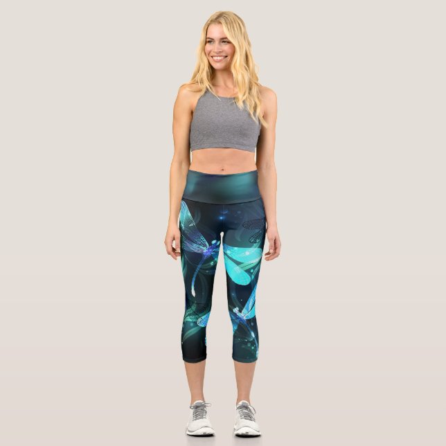Lake Glows Dragonflies Capri Leggings (Vorderseite)