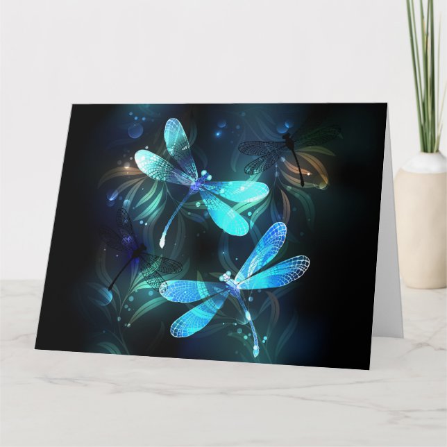 Lake Glows Dragonflies Dankeskarte (Vorderseite)