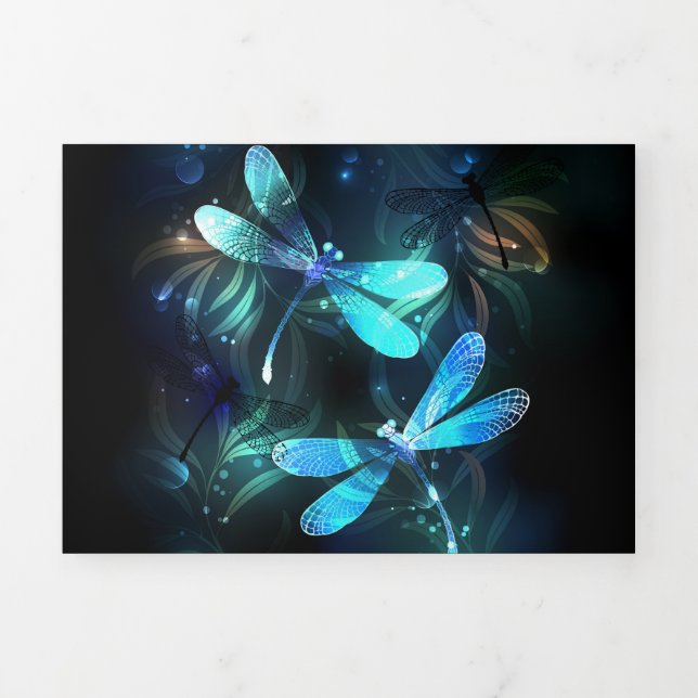 Lake Glows Dragonflies Dreifach-gefaltete Programmkarte (Cover)