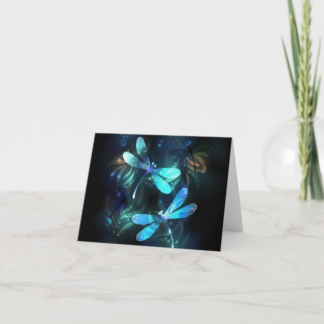 Lake Glows Dragonflies Feiertagskarte (Vorderseite)