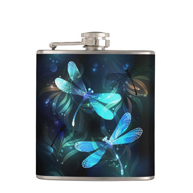Lake Glows Dragonflies Flachmann (Vorderseite)