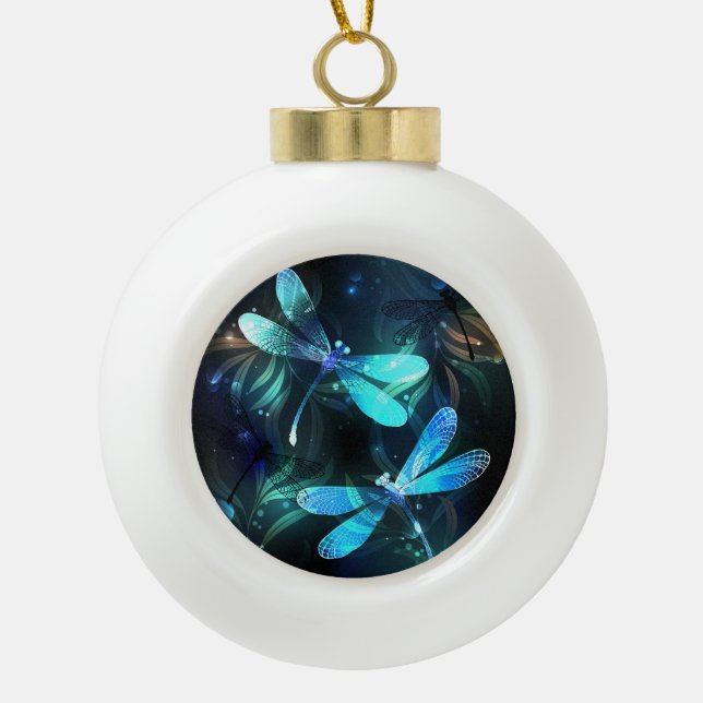 Lake Glows Dragonflies Keramik Kugel-Ornament (Vorderseite)