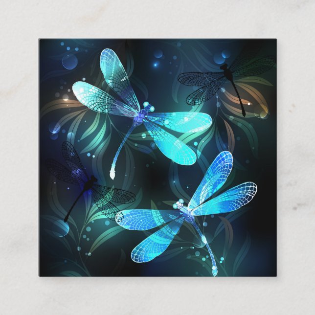 Lake Glows Dragonflies Quadratische Visitenkarte (Vorderseite)