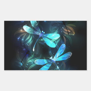 Lake Glows Dragonflies Rechteckiger Aufkleber