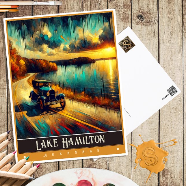 Lake Hamilton, Arkansas | Vintage Malerei Postkarte (Von Creator hochgeladen)