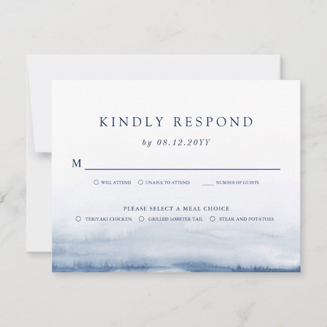 Lake Harbour Wedding Light Blue UAWG | Mahlzeiten RSVP Karte (Vorderseite)