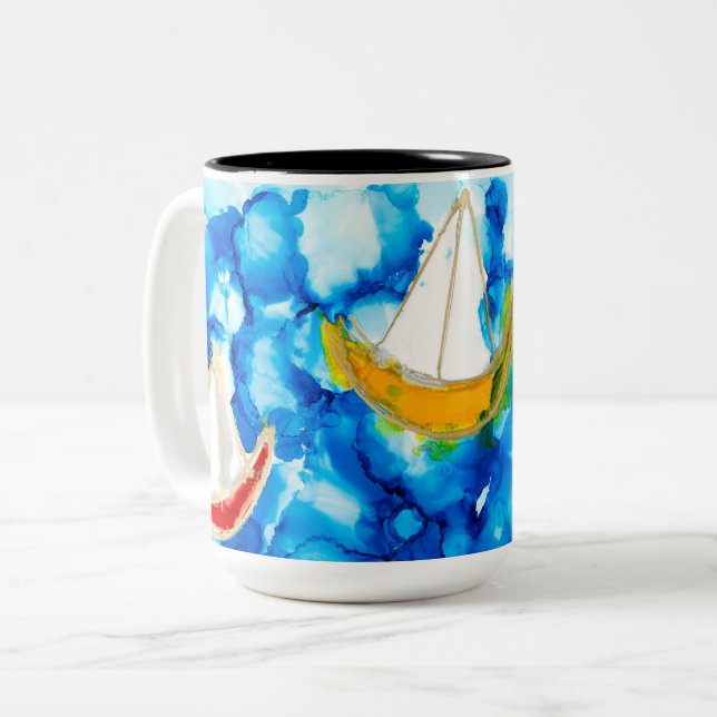 Lake Harriet Sails Lovitude Soul Malerei Tasse (Vorderseite Links)