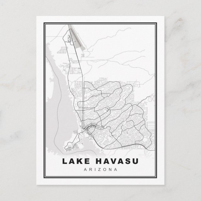 Lake Havasu City Map Feiertagspostkarte (Vorderseite)