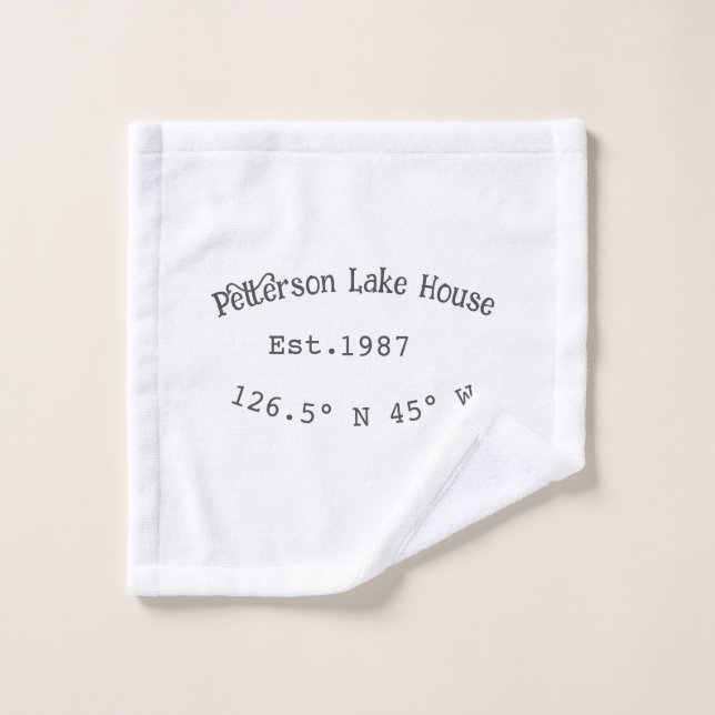 Lake house et. Date année coordonnées personnalisé (Gant de toilette)