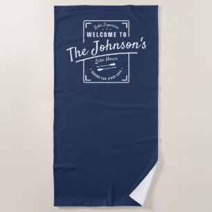 Lake House Family Logo Serviette de plage personna