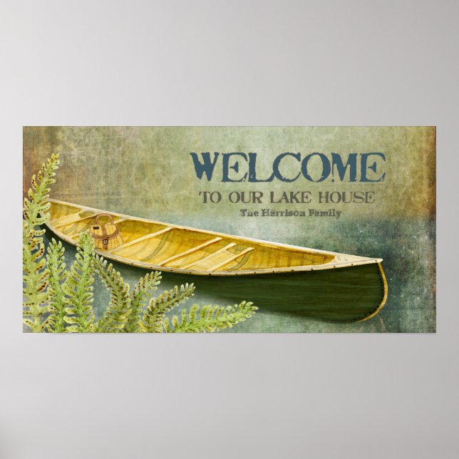 Lake House Willkommen Personalisierter Familiennam Poster (Vorne)